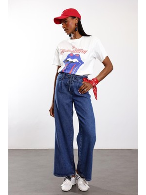 5in1Canpolat Mavi Lyocell Bağcıklı Denim Pantolon