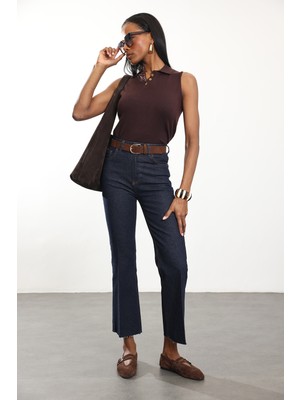 5in1Canpolat Rins Yıkamalı Kemerli Mini Flare Jean 2005