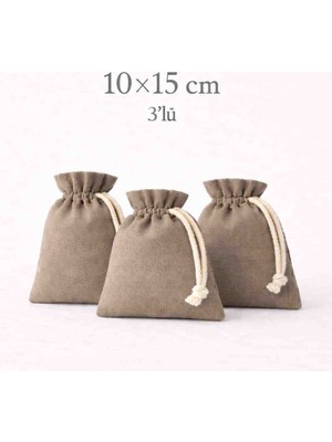 Alasmiel 10X15 cm Kadife Dokulu Büzgülü Kese 3’lü – Lavanta, Takı ve Nikah Hediyelik Çok Amaçlı Bez Poşet