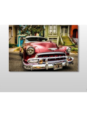 Technopa Kırmızı Klasik Araba Kanvas Tablo - 30x20cm