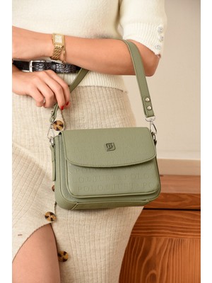 Kadın Yeşil Iki Askılı 3 Bölmeli Omuz ve Çapraz Çantası