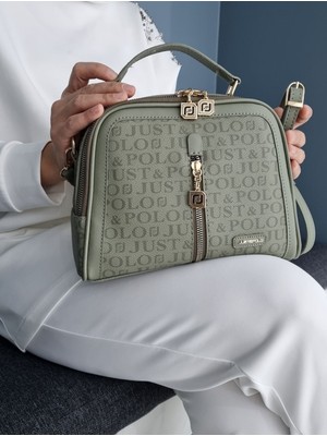 Justpolo Orijinal Kadın 4 Bölmeli El ve Omuz Çantası ve Cüzdan Kombini