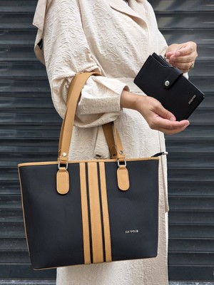 Just Polo Justpolo Kadın Büyük Boy 3 Bölmeli Omuz Çantası ve Cüzdan Kombini ile