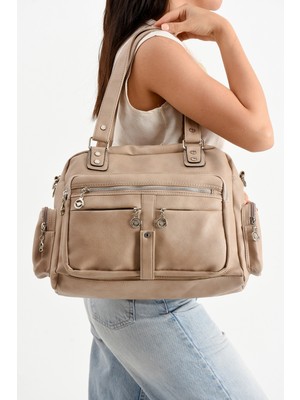 Mega Polo Lizbon/yumuşak Deri Çok Bölmeli Kadın Omuz Çantası