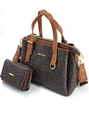 Just Polo 2' Li Set Kadın 4 Bölmeli Omuz ve El Çantası Cüzdan Kombini