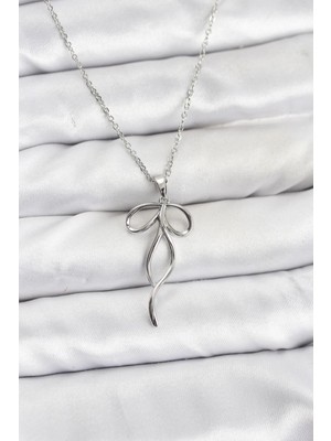 Eco Lounge 316L Çelik Zincir Gümüş Renk Fiyonk Model Kadın Kolye