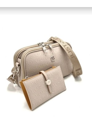 Justpolo Kadın Taş 5 Bölmeli El Omuz Çantası ve Cüzdan Kombini TM4091KOMBIN