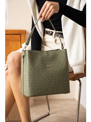 Just Polo Kadın Siyah Baskı Desenli El ve Omuz Çantası TYCET02117