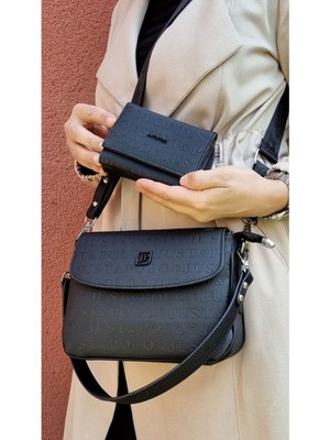 Just Polo Justpolo Kadın Siyah 4 Bölmeli Çanta Cüzdan Takımı