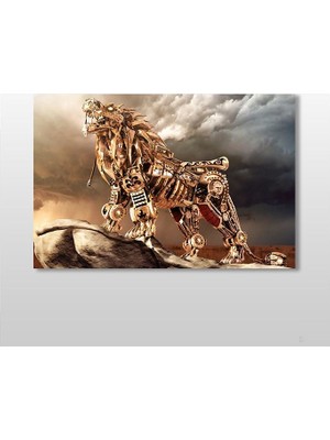 Technopa Aslan Mekanik Kanvas Tablo - 60x40cm