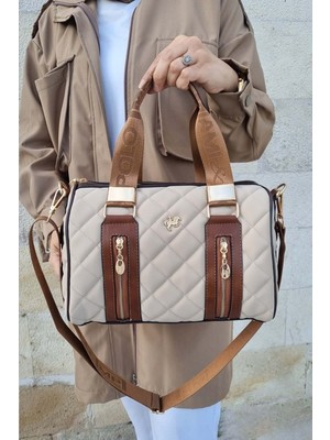 Miami Polo Clup Kadın Siyah Kapitone Büyük Boy El ve Omuz Çantası