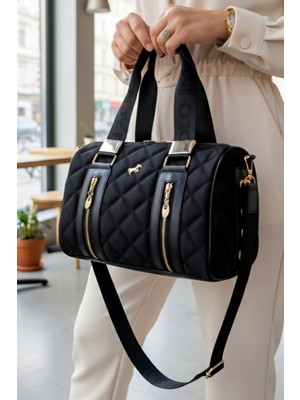 Orijinal Kadın Kapitone Silindir El ve Omuz Çantası Ebat :25X30 cm