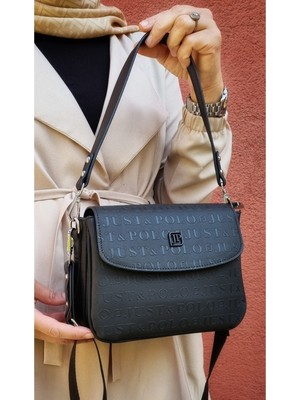 Just Polo Kadın Siyah Iki Askılı 4 Bölmeli El ve Omuz Çantası