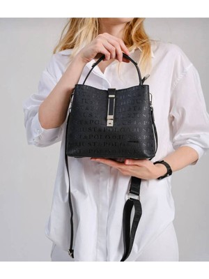 Just Polo Justpolo Kadın Siyah Monogram Baskılı Çanta Cüzdan Kombini  TYCTE2055
