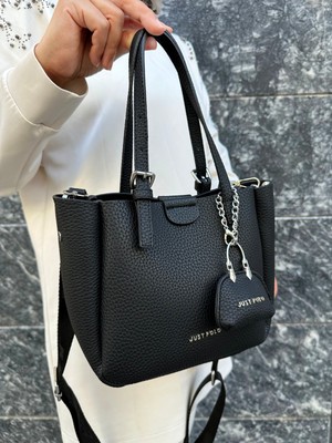 Justpolo Kadın Yumuşak Deri 3 Bölmeli El ve Omuz Çantası