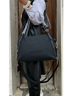 Just Polo Justpolo Kadın Büyük Boy Siyah Omuz Çantası Ayarlanabilir Uzun Askılı Şık ve Fonksiyonel Tasarım