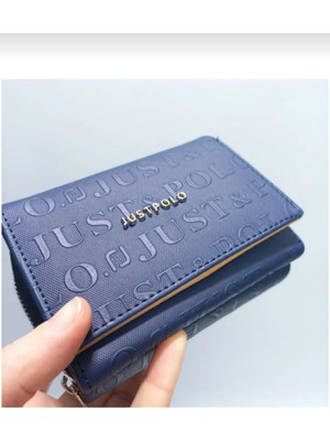Just Polo Yazı Baskılı Orta Boy Katlanan Mıknatıslı Kadın Cüzdan Justpolo TYC07ET01