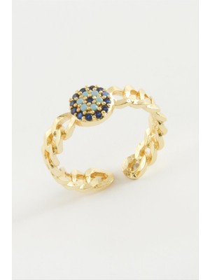 Zero Land Storozde Nazar Zirkon Taşlı Yüzük-Sarı