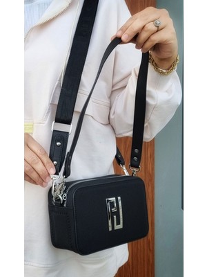 Justpolo Kadın Siyah Orijinal Lacoste 3 Bölmeli Iki Askılı Omuz ve Çapraz Çantası