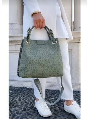 Just Polo Kadın  El Yapımı Büyük Boy 5 Bölmeli Örgülü Salaş Model Omuz Çantası TCYET02180