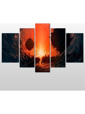 Technopa Girdap Kızıl  Kanvas Tablo - 208x120cm