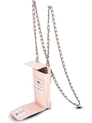 Eco Lounge Avjin 6.9 Inch Uyumlu Deri Kılıf Cüzdan Askılı Erc5 Pembe