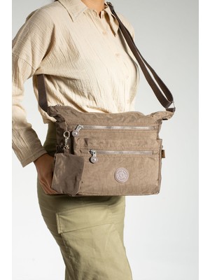 Mega Polo Krinkıl Kumaş Multi Hacimli Şık ve Kompakt Çapraz/omuz Kadın Çantası