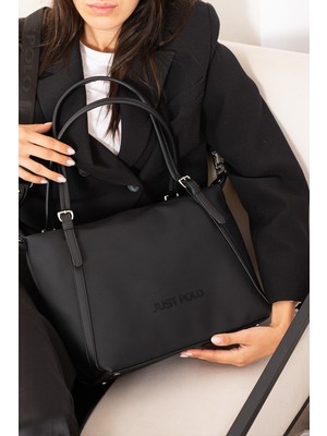 Just Polo Justpolo Yeni Sezon  Kadın Siyah Büyük Boy Omuz Çantası Ayarlanabilir Uzun Askılı