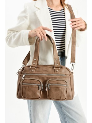 Mega Polo Lizbon/yumuşak Deri Çok Bölmeli Kadın Kol Çantası