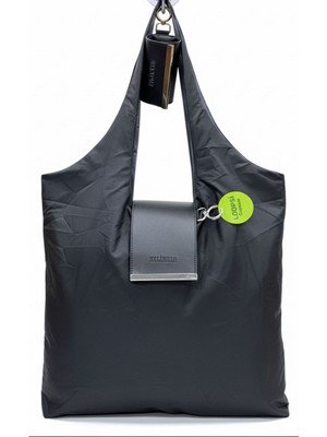 Çantam Gelsin Siyah Şık Tasarımlı Katlanabilir Market & Alışveriş ve Plaj Çantası Okul Çantası ( Çok Amaçlı)