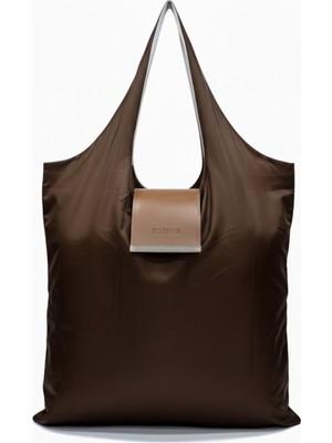 Çantam Gelsin Kahverengi Şık Tasarımlı Katlanabilir Market & Alışveriş ve Plaj Çantası Okul Çantası ( Çok Amaçlı)