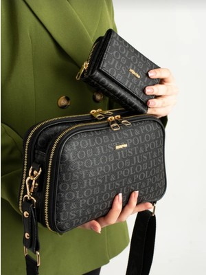 Orijinal Just Polo Kadın 5 Bölmeli Çanta ve Cüzdan Seti