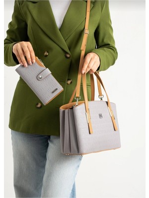 Just Polo Justpolo Kadın 5 Bölmeli El Omuz Çantası ve Cüzdan Kombini (Anneler Gününe Özel Model)