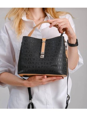 Just Polo Justpolo Kadın Gofraj Baskılı Kilit Detaylı Vegan Omuz ve El Çantası TYCET004002