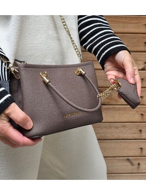 Çantam Gelsin Just Polo Kadın Kahve Çok Bölmeli Omuz ve Çapraz Çantası Premium Seri