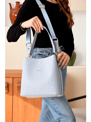Just Polo Kadın Siyah Baskı Desenli El ve Omuz Çantası TYCET02117