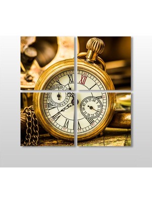 Technopa Saat Gold  Kanvas Tablo - 140x140cm