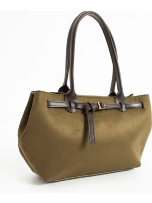 Çantam Gelsin Zetia Model Kadın Süet Haki El ve Omuz Çantası