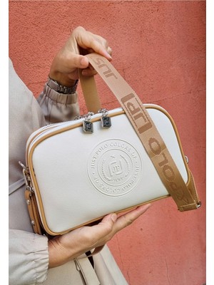 Just Polo Justpolo Kadın Krem 5 Bölmeli Ayarlanabilir Uzun Askılı Omuz Çantası Postacı Çantası