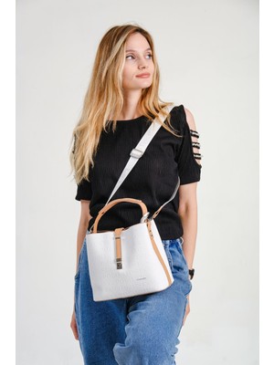 Just Polo Kadın Gofraj Baskılı Kilit Detaylı Vegan Omuz ve El Çantası