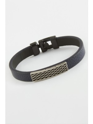 Zero Land Storozde Noktalı Kaliteli Suni Deri Bileklik-Lacivert