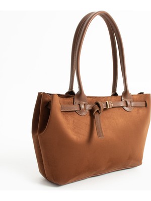 Çantam Gelsin Zetia Model Kadın Süet Taba El ve Omuz Çantası