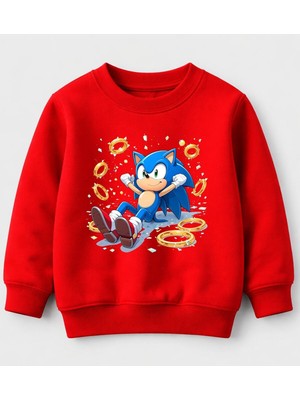 Efendioğlu Design Sweatshirt Altın Toplamış Sonic Baskılı 3iplik Şardonsuz Sweatshirt