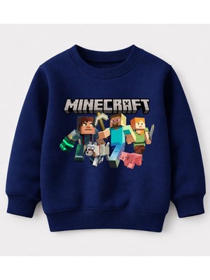 Efendioğlu Design Sweatshirt Mine Craft Karakterleri Uzun Kollu Baskılı Çocuk Sweatshirt