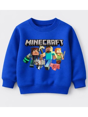 Efendioğlu Design Sweatshirt Mine Craft Karakterleri Uzun Kollu Baskılı Çocuk Sweatshirt