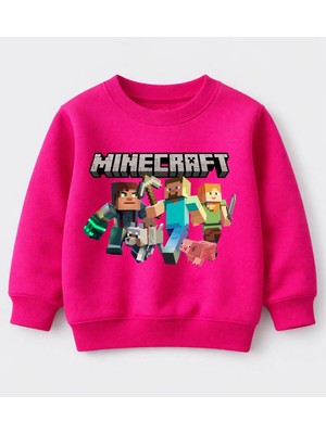 Efendioğlu Design Sweatshirt Mine Craft Karakterleri Uzun Kollu Baskılı Çocuk Sweatshirt