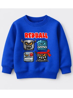 Efendioğlu Design Sweatshirt Red Ball Baskılı Pamuklu 3 Iplik Şardonsuz Sweatshirt