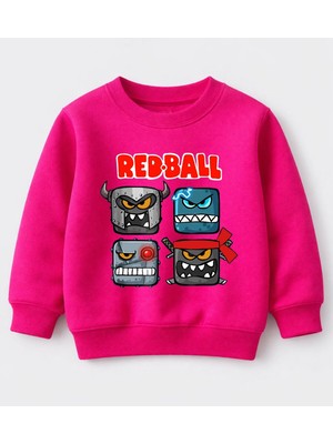 Efendioğlu Design Sweatshirt Red Ball Baskılı Pamuklu 3 Iplik Şardonsuz Sweatshirt