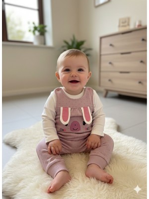 Efemkids  0/12 Ay Kız Bebek Tulum Pamuklu Kulaklı  Yenidoğan Bebek Tulumu %100 Pamuklu