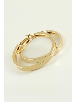 Zero Land Storozde Kare Düz Halka Küpe 4,5 Cm-Sarı